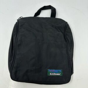 LL Bean Traveler Toiletry Bag Black Teal Hanging Organizer Zip Removable Mesh O8